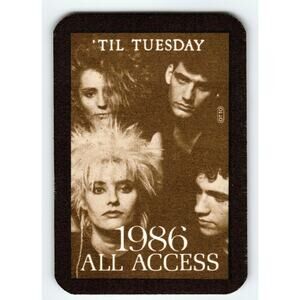 Til Tuesday 1986 Backstage Pass Pop Rock Cloth Fabric Original Vintage Band Pic